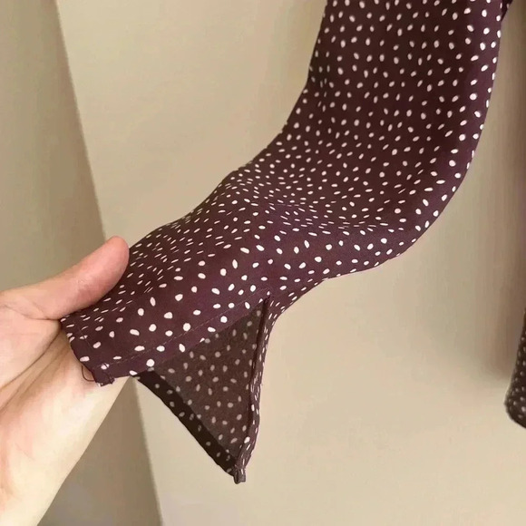 B Collection by Bobeau Purple and White Polka Dot Blouse, Size Medium - Picture 6 of 16